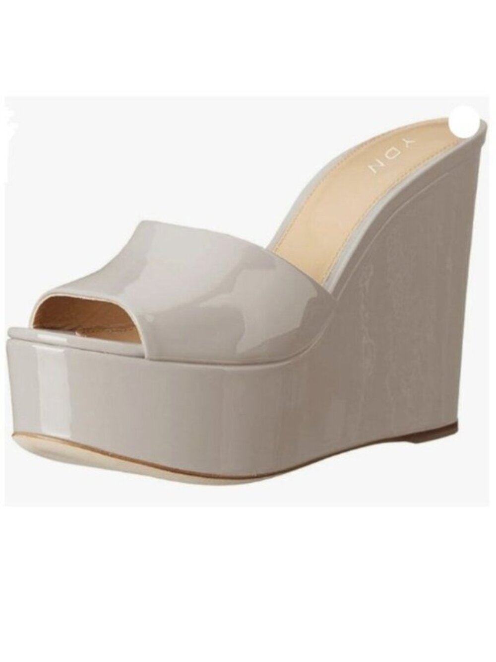 YDN Women High Heels Platform Mules Peep Toe Clogs Slip on Wedge Sandals Grey